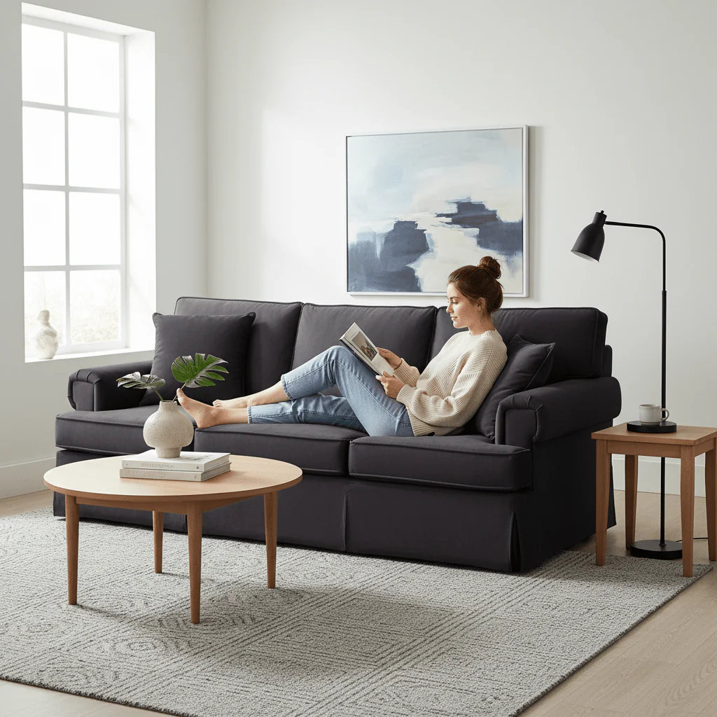 Ralph Three Seat Black Velvet Sofa - Image 5