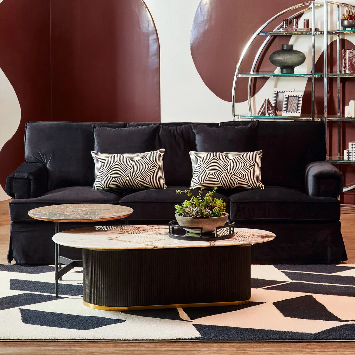 Ralph Three Seat Black Velvet Sofa - Image 7
