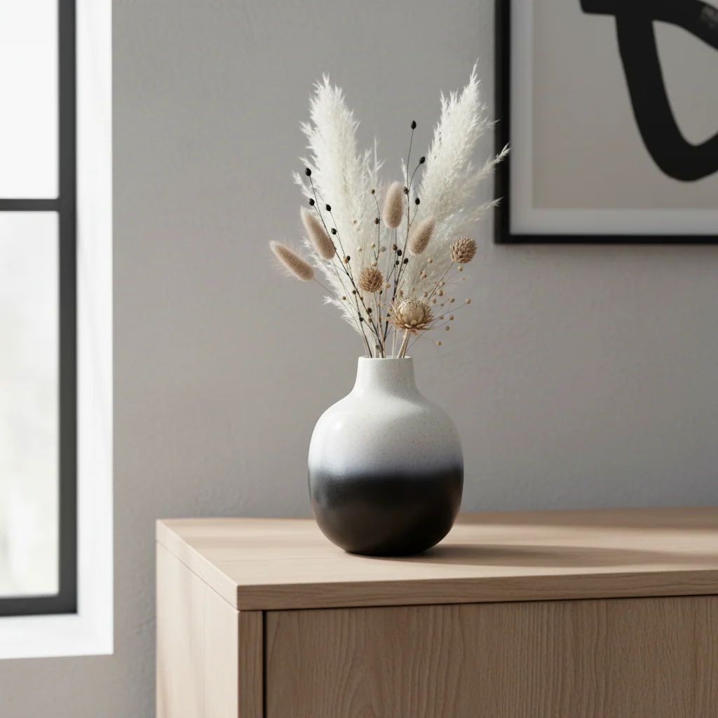 Ramus Small Black And White Ombre Vase - Image 4
