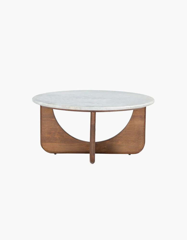 Ranjit Round Nesting Coffee Table Set, Marble & Wood - Image 5