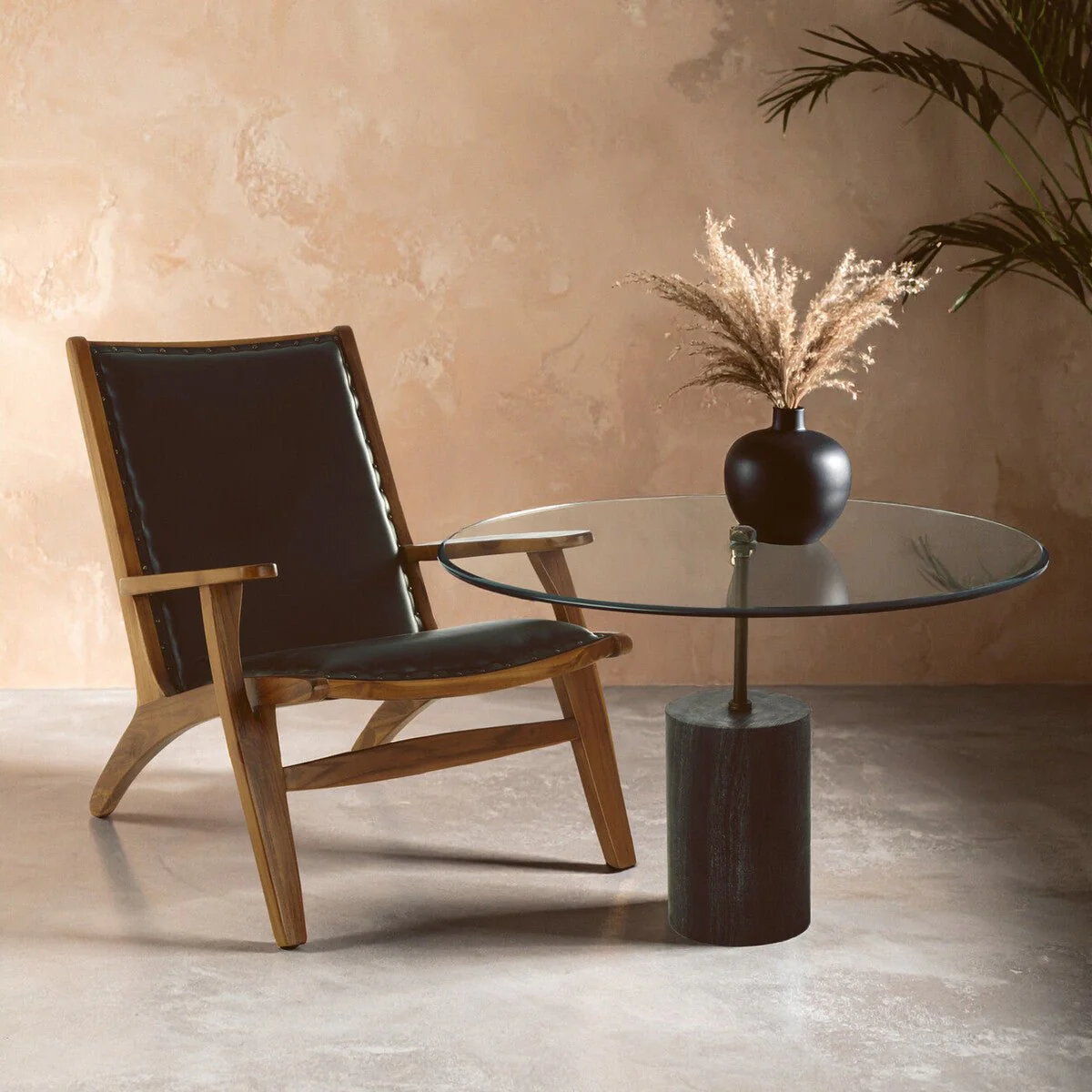 Rany Glass And Black Marble Side Table - Image 5