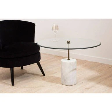 Rany Glass And White Marble Side Table - Image 6