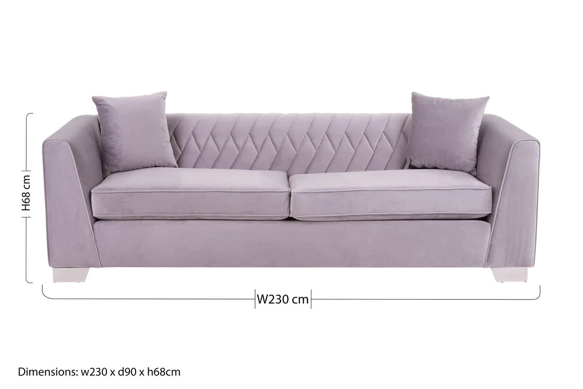 Rashika 3 Seat Grey Velvet Sofa - Image 12