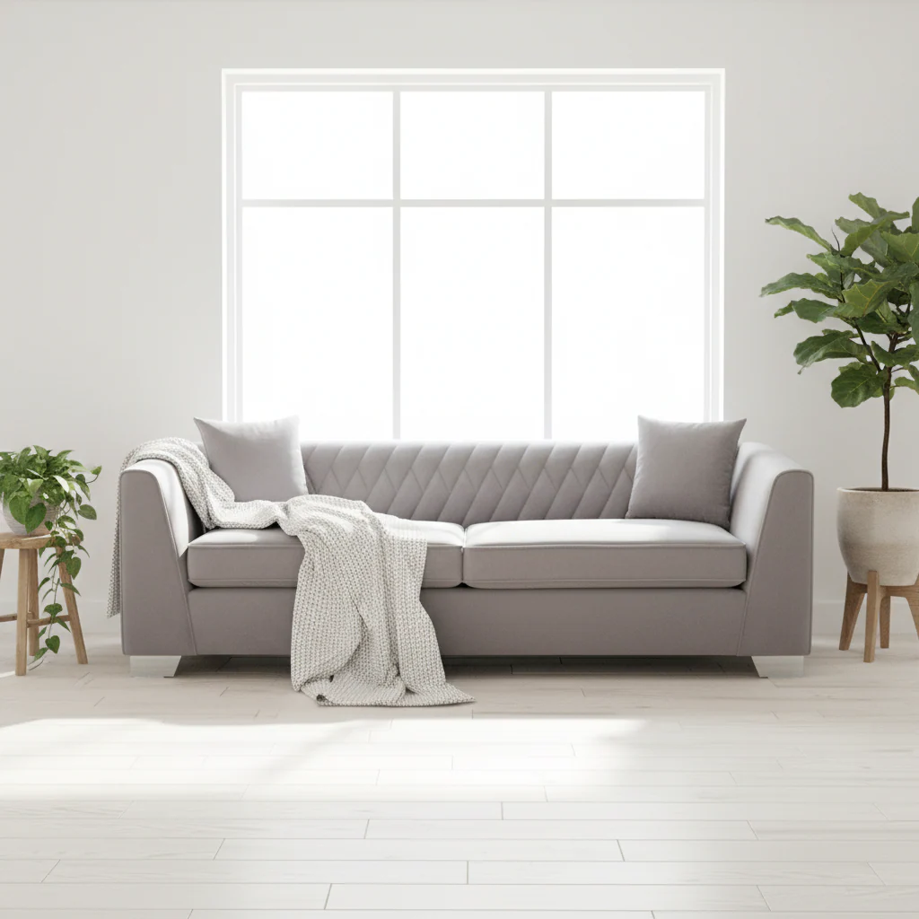 Rashika 3 Seat Grey Velvet Sofa - Image 3