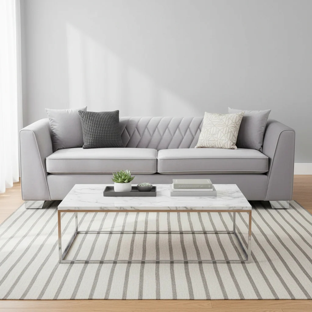 Rashika 3 Seat Grey Velvet Sofa - Image 4