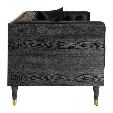 Raven 3 Seat Black Faux Leather Sofa - Image 12