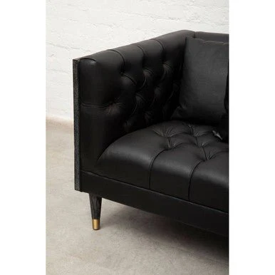 Raven 3 Seat Black Faux Leather Sofa - Image 14