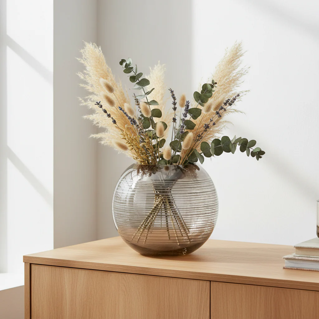 Raya Large Rounded Glass Vase - Image 4