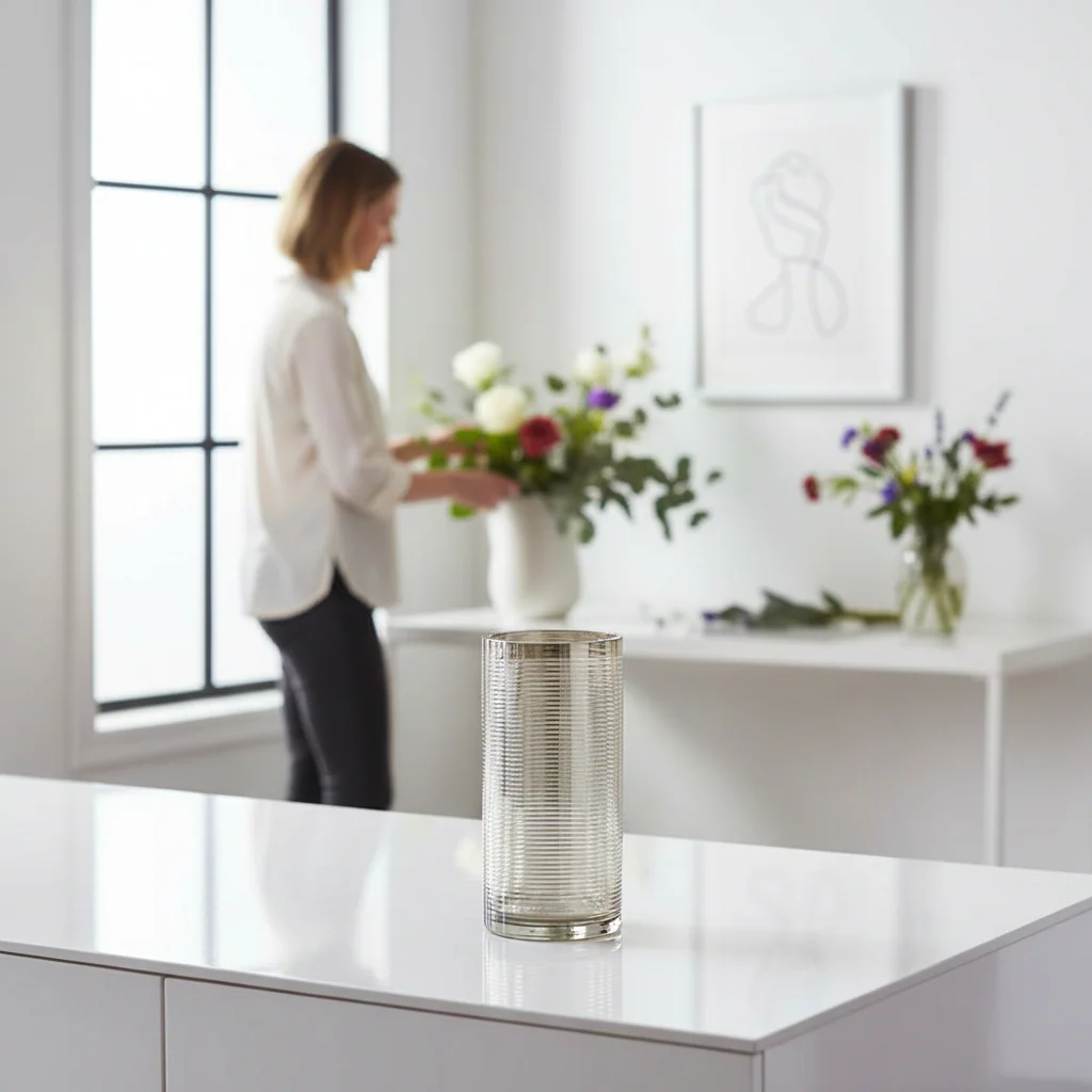 Raya Small Cylinder Glass Vase - Image 2