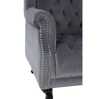 Regents Park Grey Velvet Tall Porter Chair - Image 11