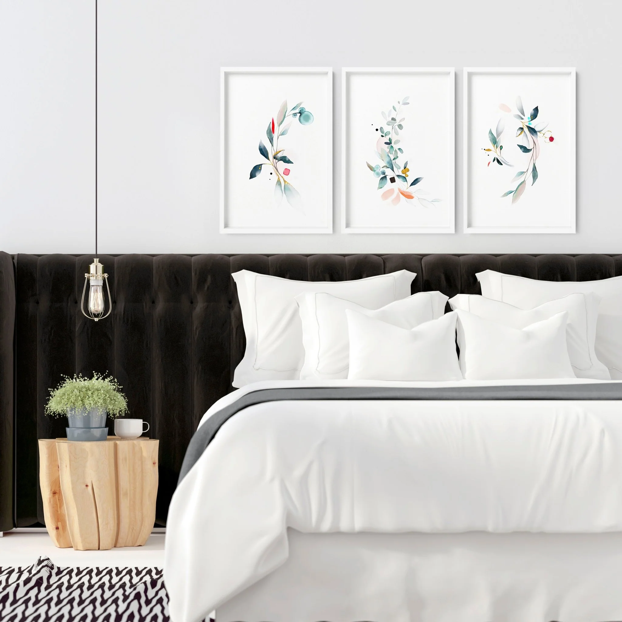 Relaxing bedroom wall art | set of 3 framed art prints - Image 3