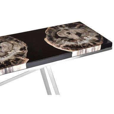 Relic Black Resin And Silver Legs Console Table - Image 8