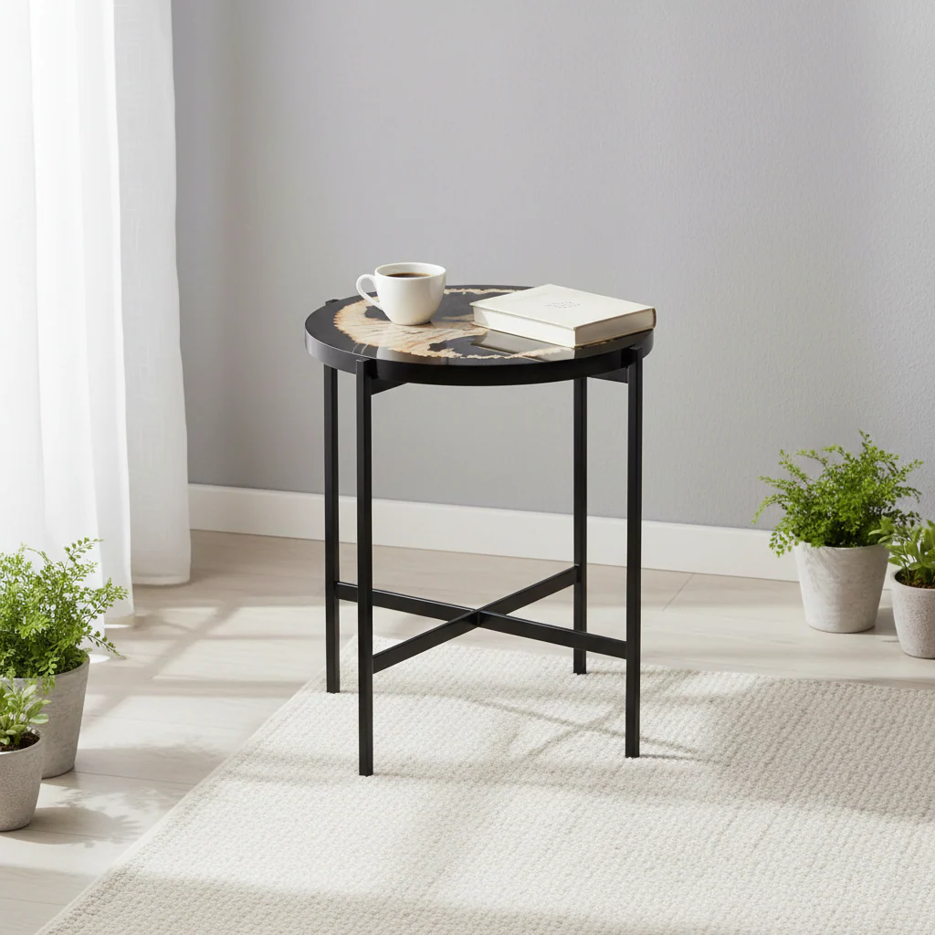 Relic Petrified Wood and Resin Side Table - Image 3