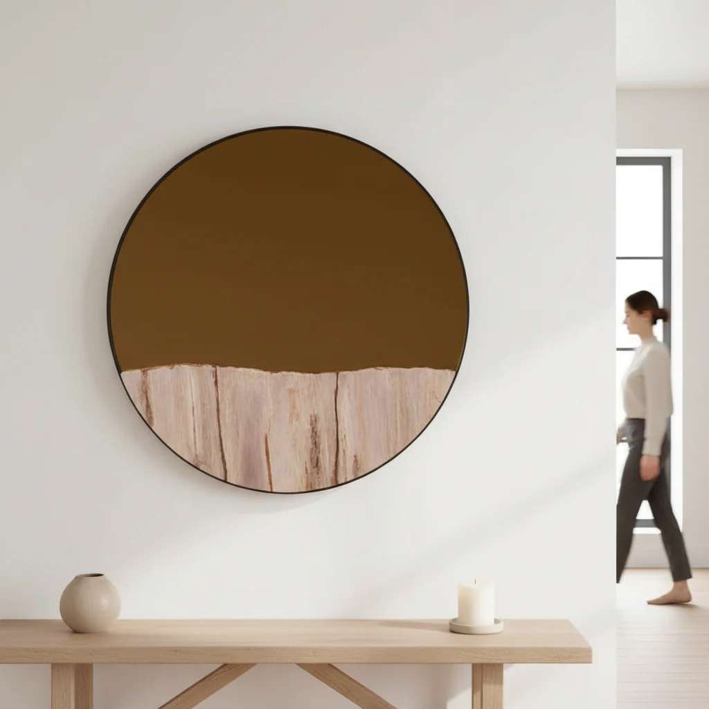 Relic Petrified Wood Tile Large Round Mirror - Image 2