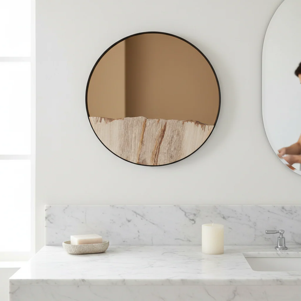 Relic Petrified Wood Tile Small Round Mirror - Image 2
