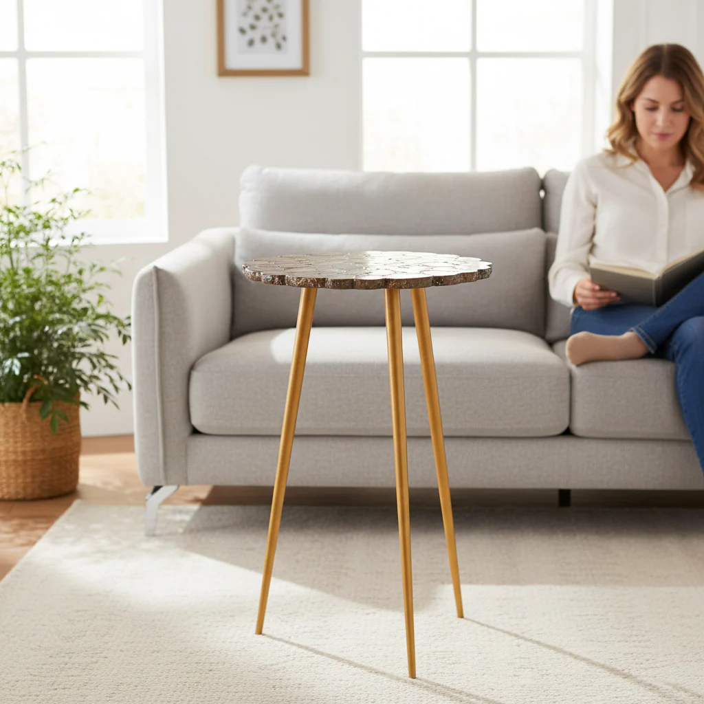 Relic Round  Side Table with Agate Top - Image 2