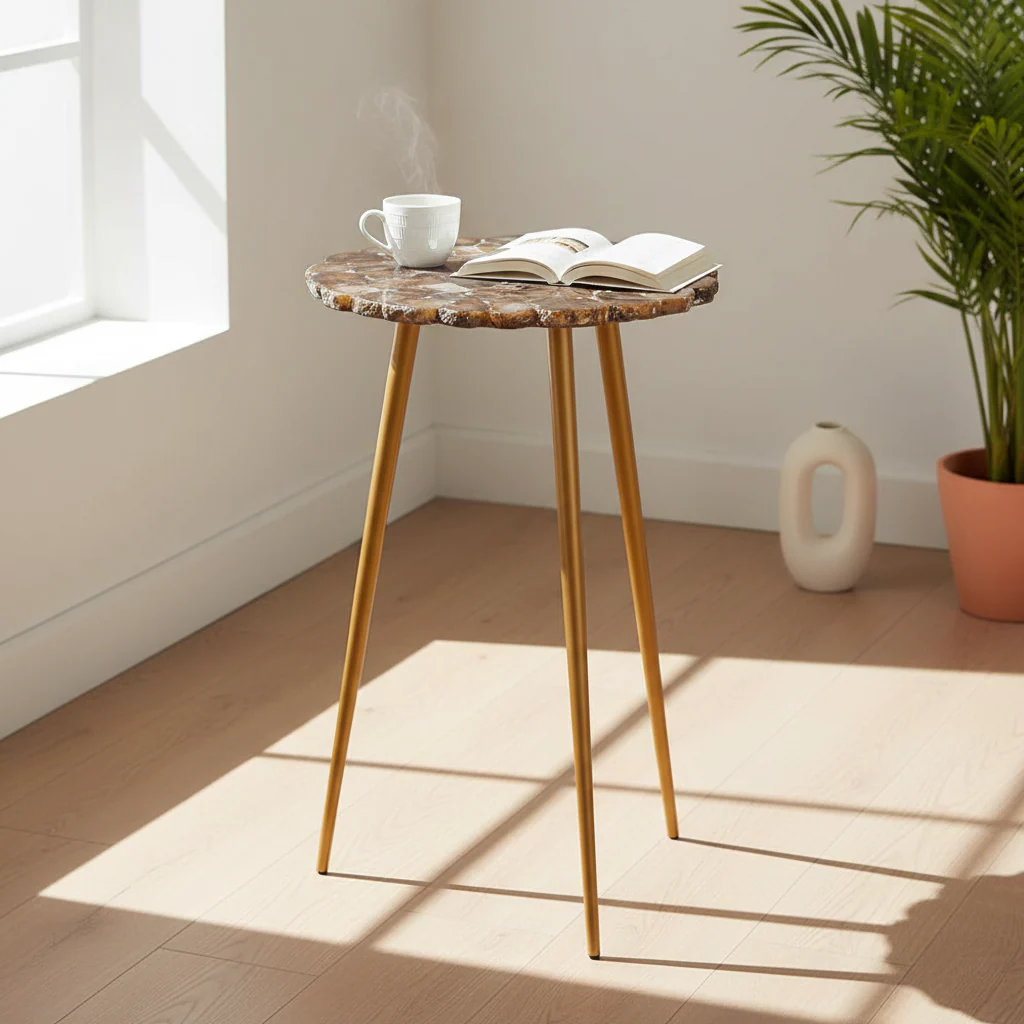 Relic Round  Side Table with Agate Top - Image 4