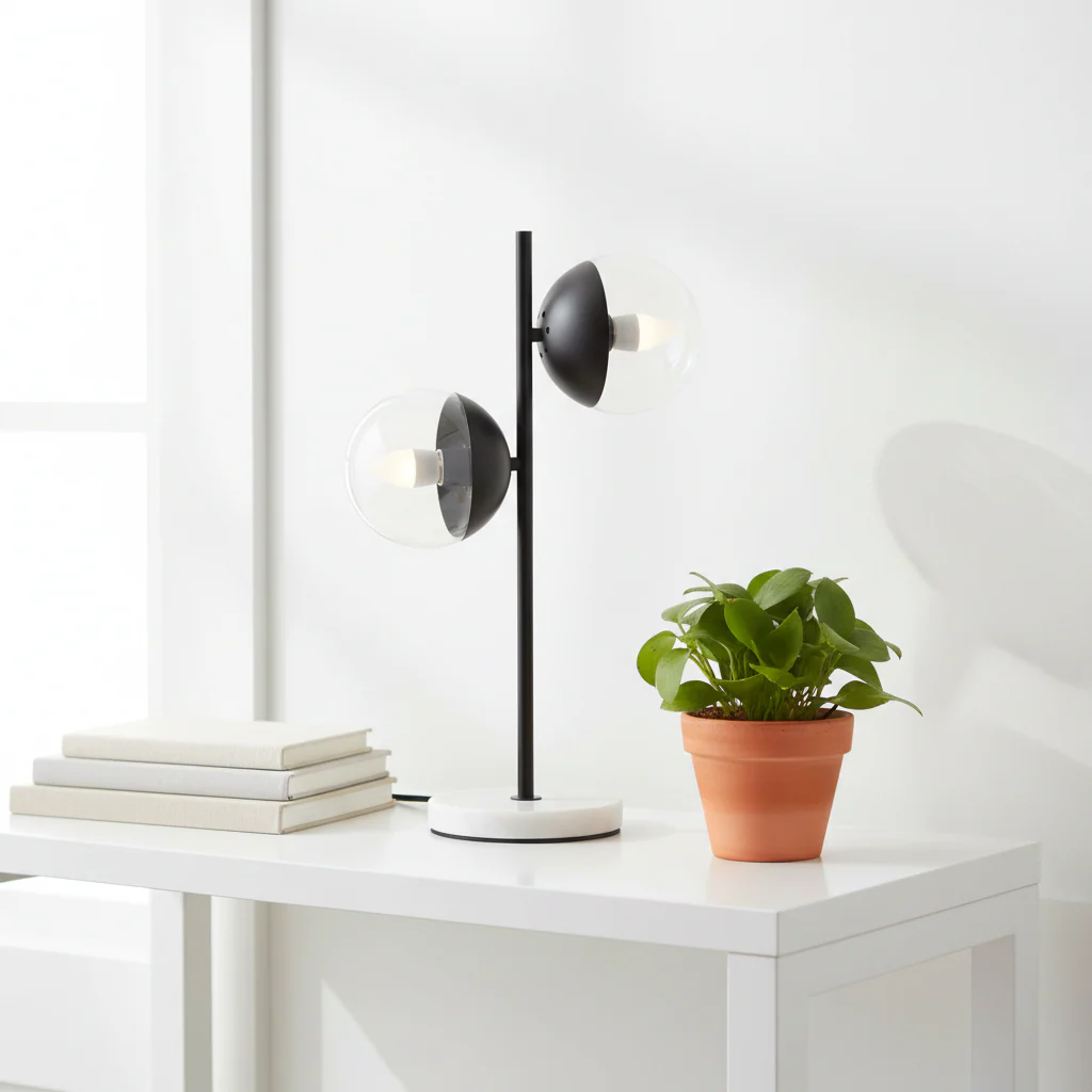 Revive Black Finish Metal 2 Light Table Lamp - Image 3