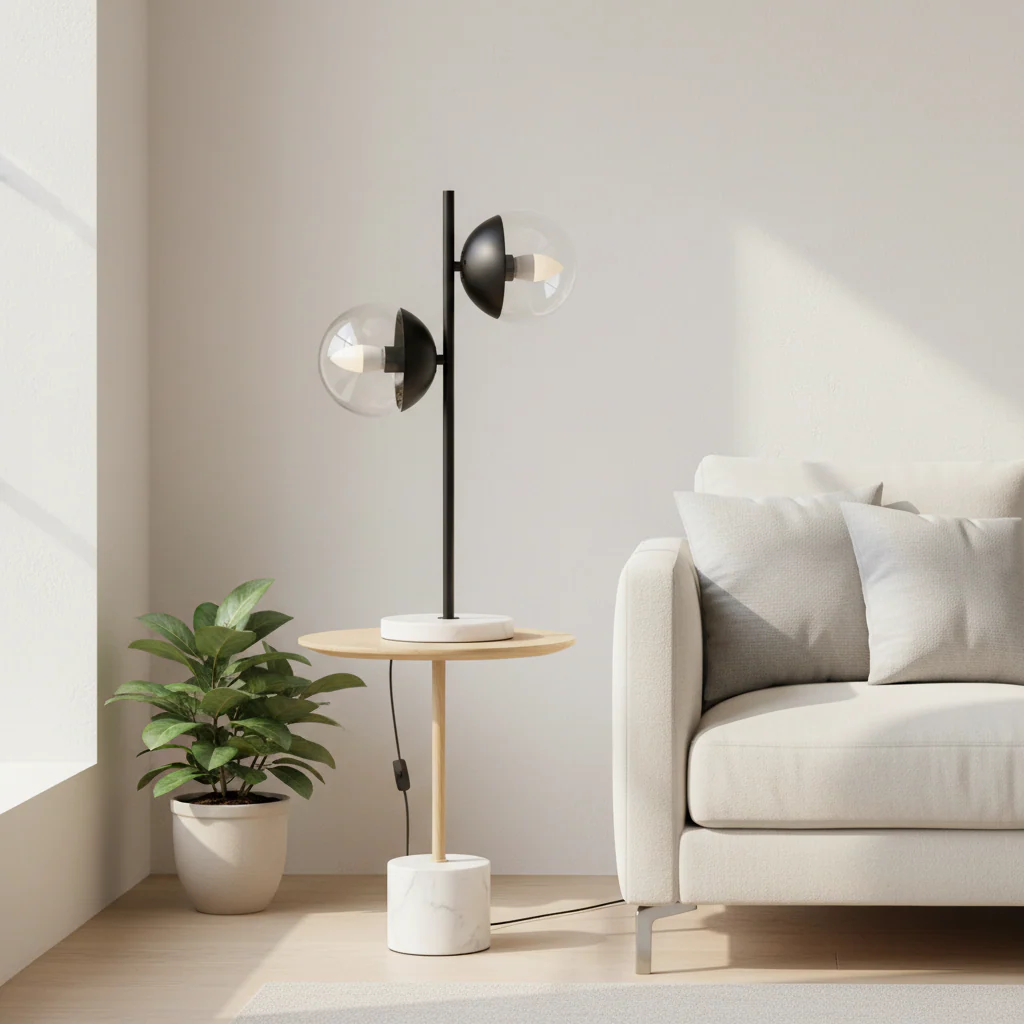 Revive Black Finish Metal 2 Light Table Lamp - Image 4