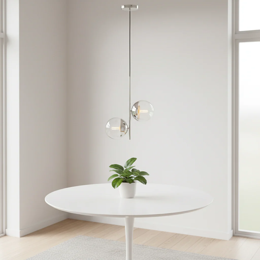 Revive Chrome Finish 2 Bulb Pendant Light - Image 3