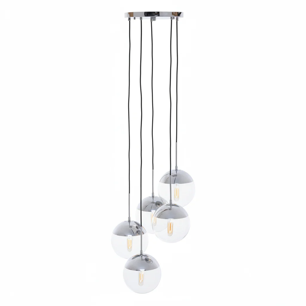 Revive Chrome Finish Five Pendant Lights