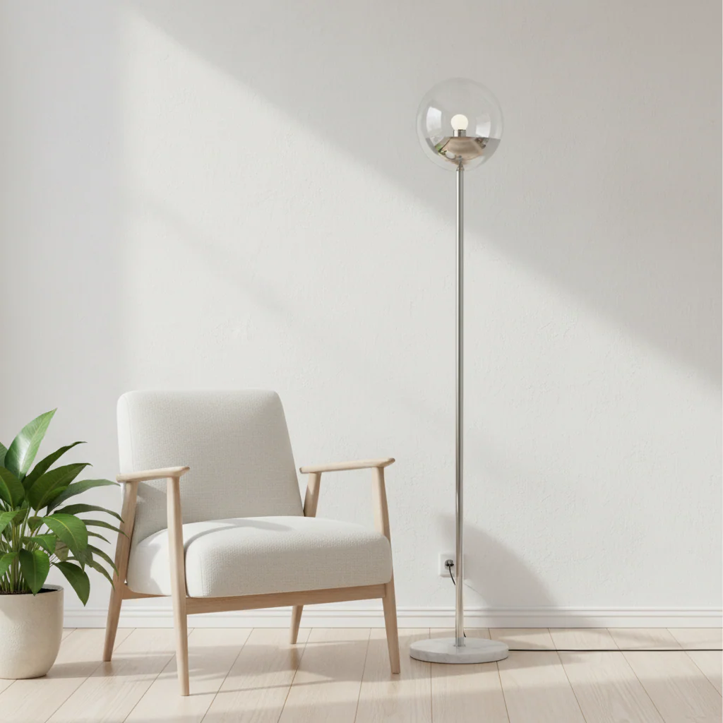 Revive Chrome Finish Metal Floor Lamp - Image 3