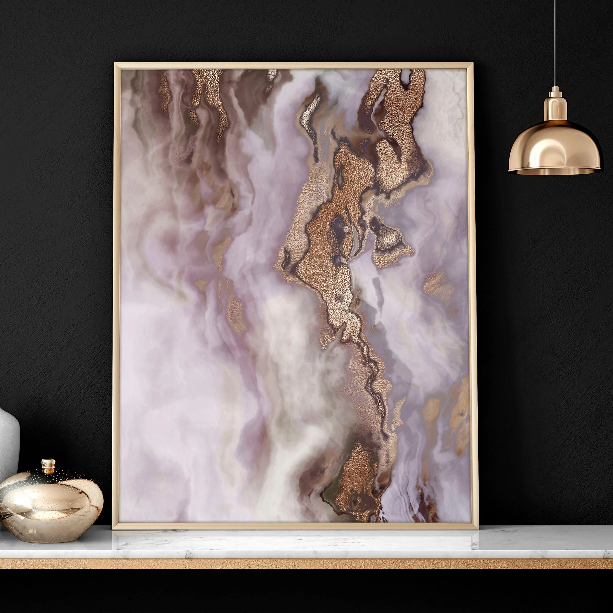 Wall art prints | set of 3 Marble Rose Gold art prints - Image 4