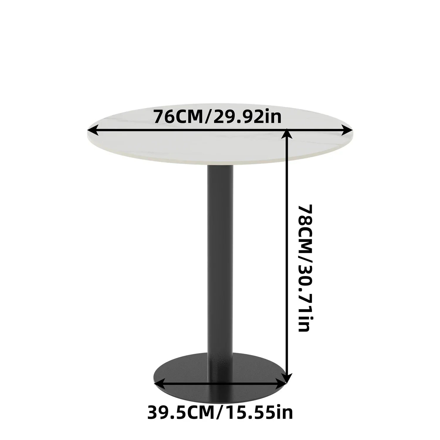Round Cocktail Table with Metal Base, Cocktail Table, Sintered Stone Top, Kitchen and Dining Counter, 31 in Diameter - Image 4
