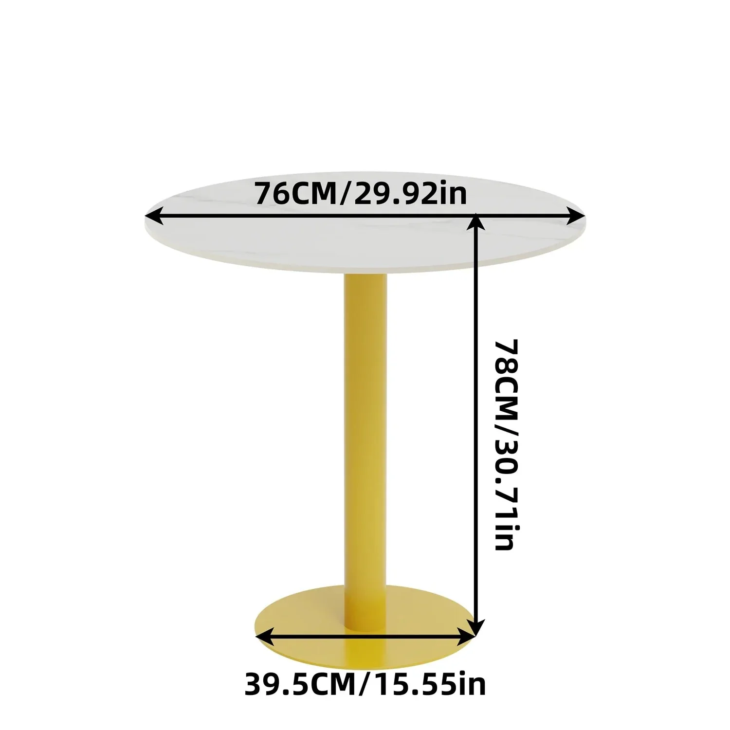 Round Cocktail Table with Metal Base, Cocktail Table, Sintered Stone Top, Kitchen and Dining Counter, 31 in Diameter - Image 7
