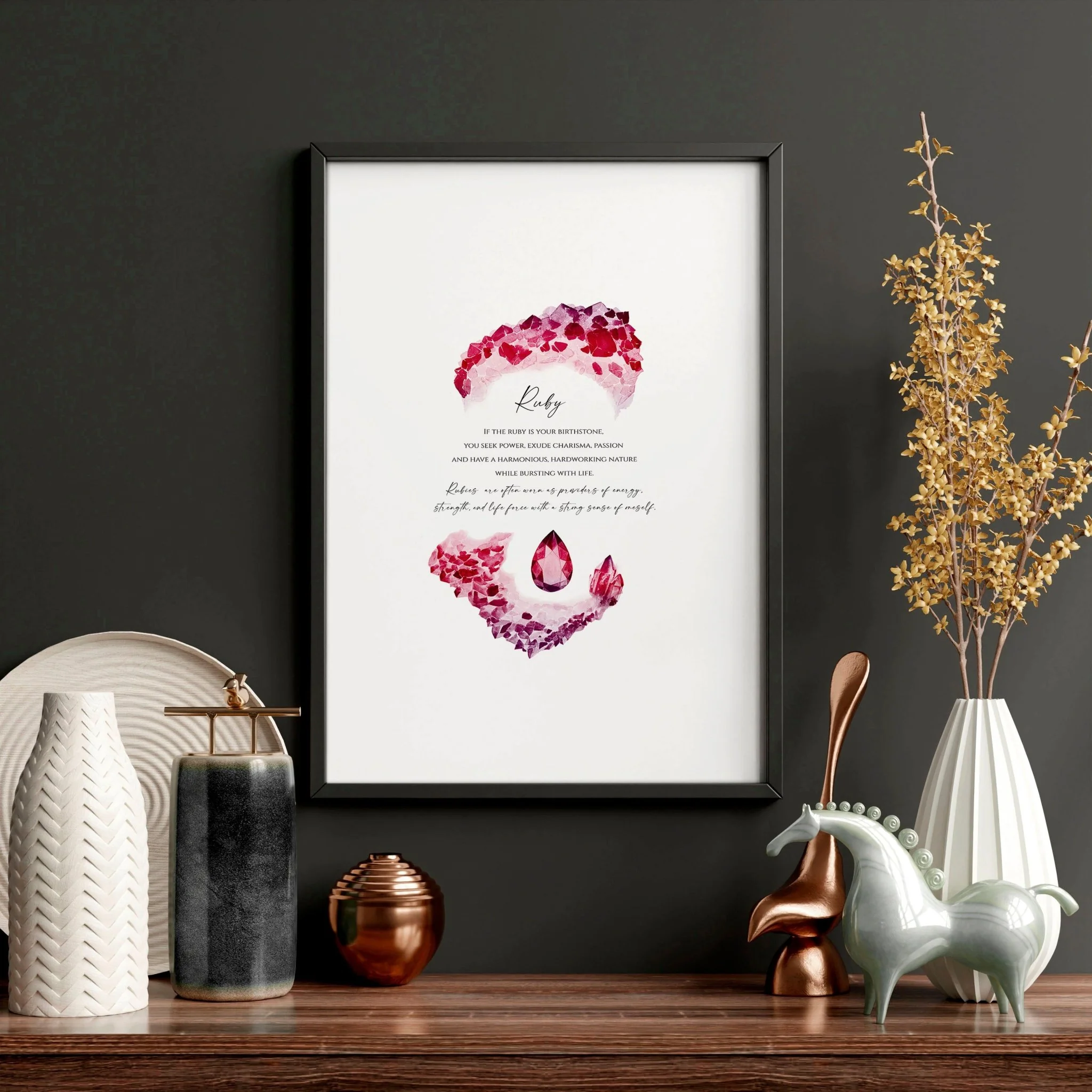 Ruby Birthstone significance framed wall art print - Image 4