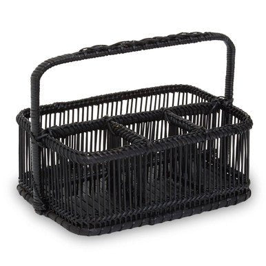 Rustic Black Rattan And Bamboo Caddy Bask - Image 11