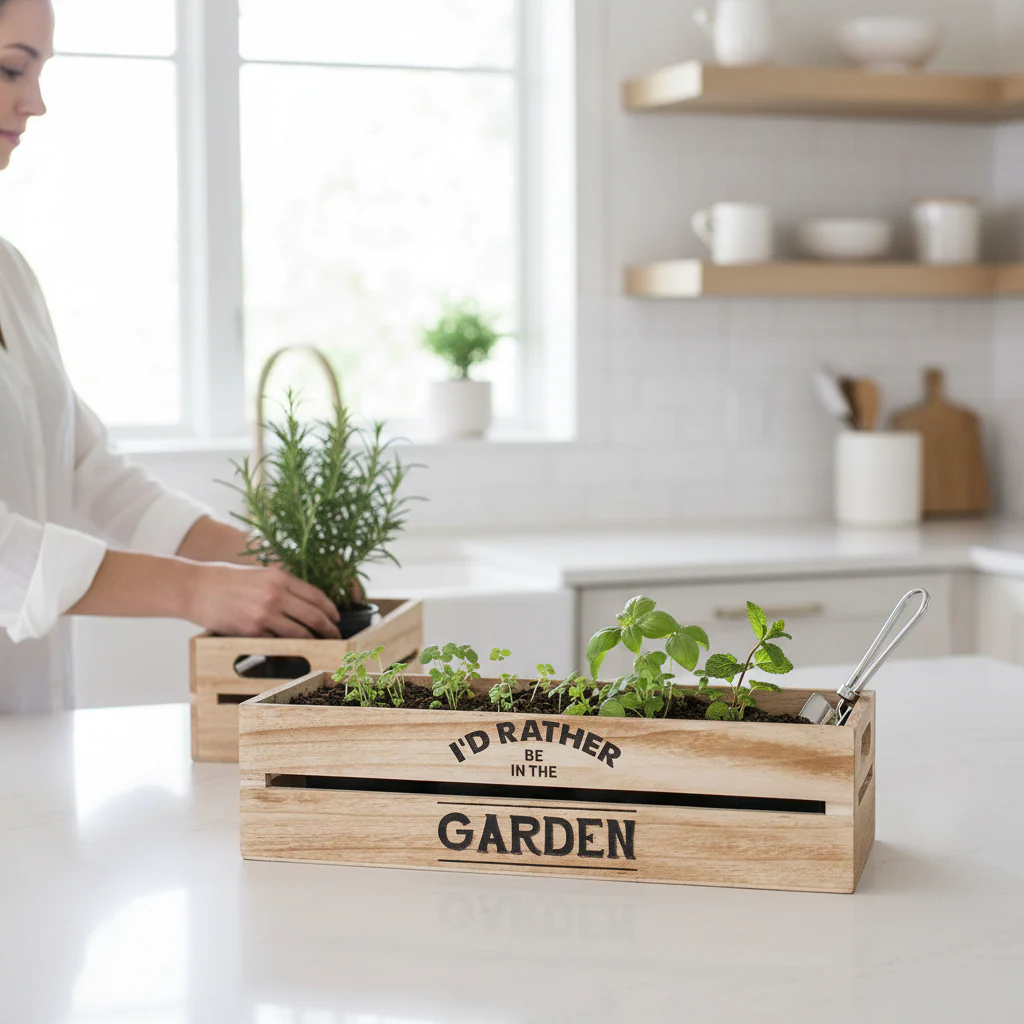 Rustic Natural Planter And Herb Crate - Image 2