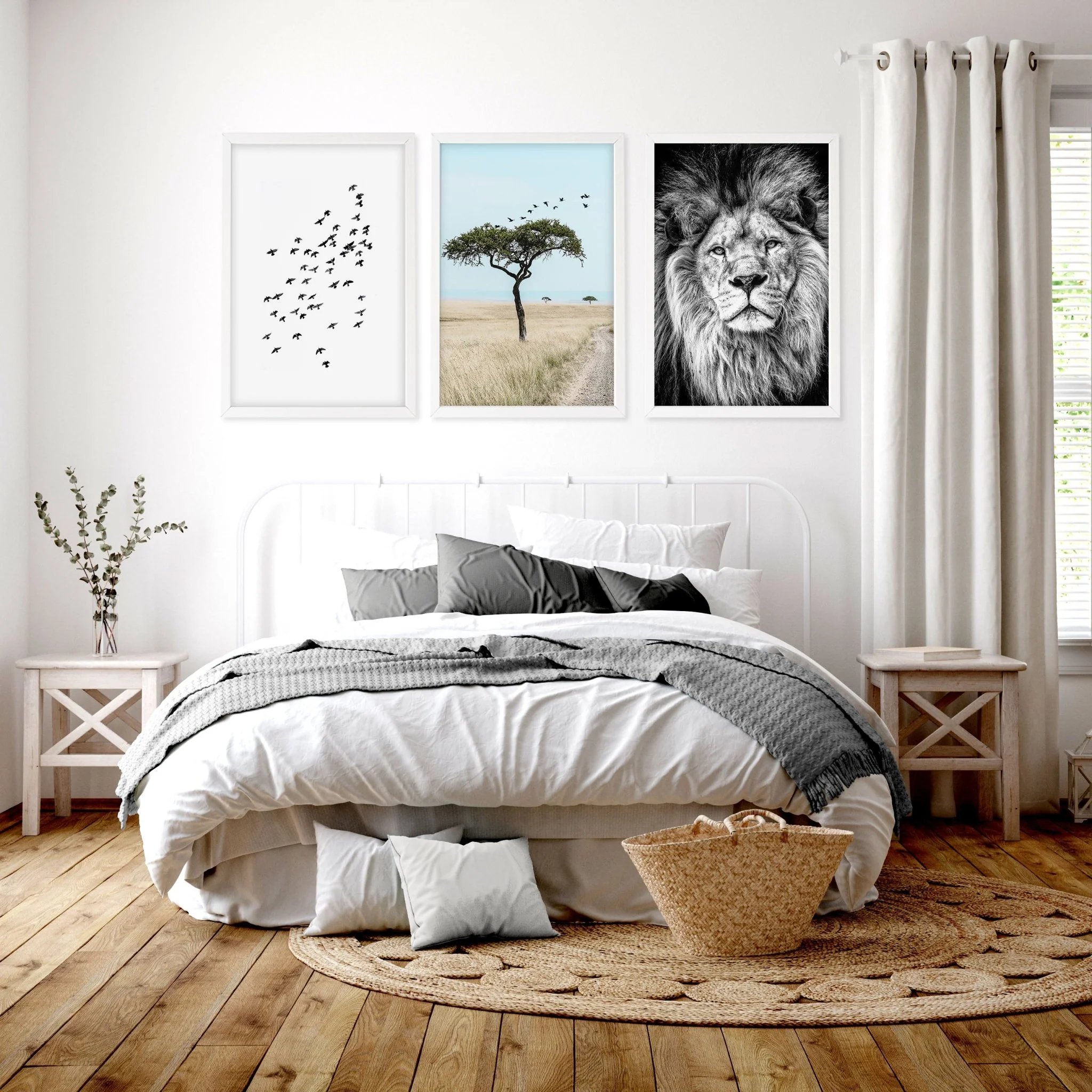Safari Accessories For Bedroom | Set of 3 African Wildlife Wall art Prints - Image 3