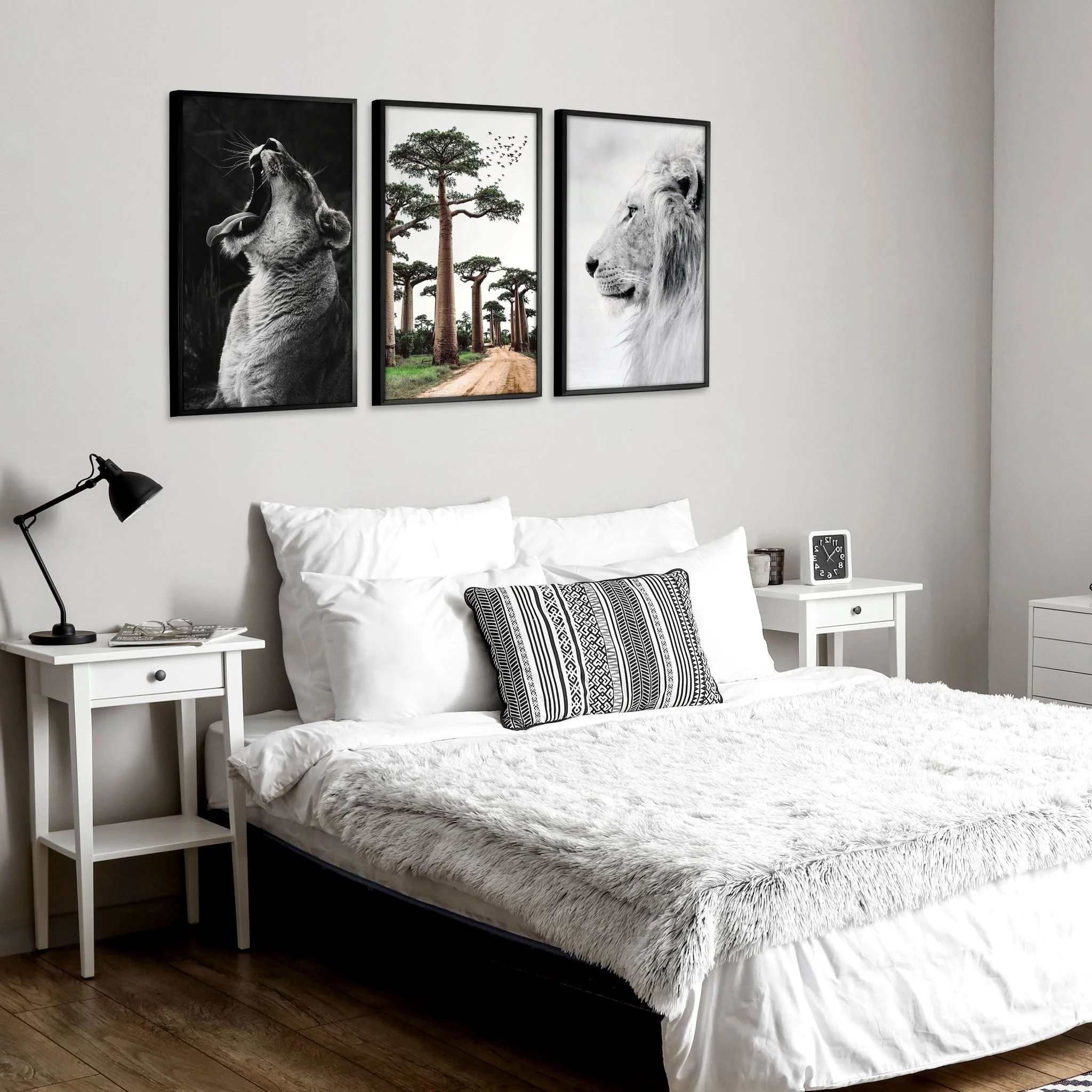 Safari Bedrooms | Set of 3 African Wildlife Wall art Prints