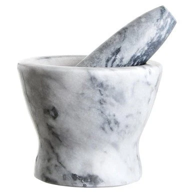 Salerno Grey Marble Curved Mortar And Pestle - Image 12