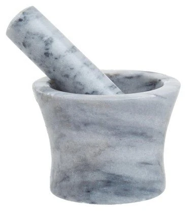 Salerno Grey Marble Curved Mortar And Pestle - Image 13