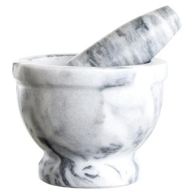 Salerno Grey Marble Mortar And Pestle With Rim - Image 7