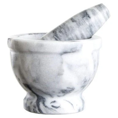 Salerno Grey Marble Mortar And Pestle With Rim - Image 8