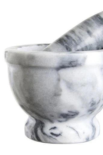 Salerno Grey Marble Mortar And Pestle With Rim - Image 9