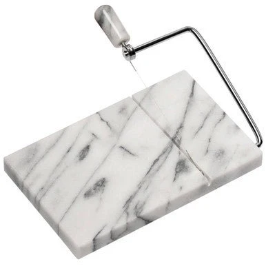 Salerno White Marble Cheese Board with Slicer - Image 5