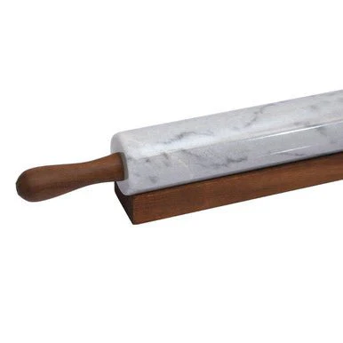 Salerno White Marble Rolling Pin With Wooden Handles - Image 6
