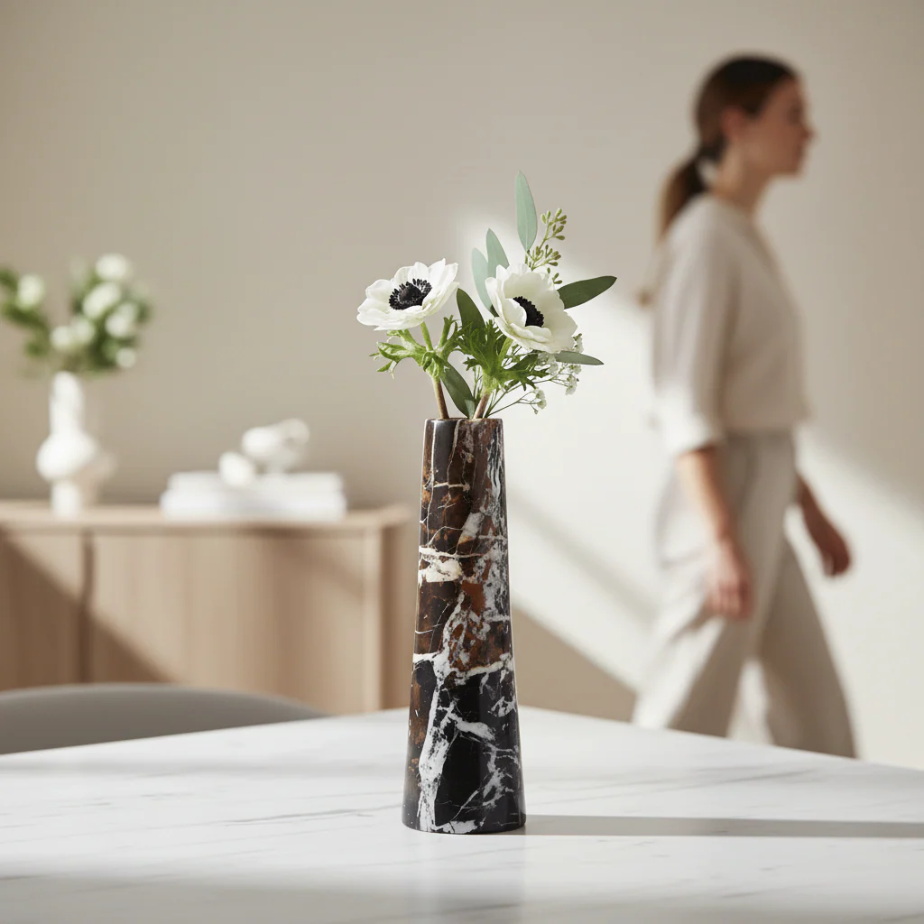 Salmo Black Marble Tapered Vase - Image 2