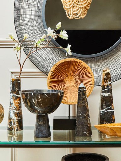 Salmo Large Black Marble Pedestal Bowl - Image 10