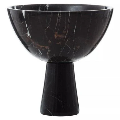 Salmo Large Black Marble Pedestal Bowl - Image 5