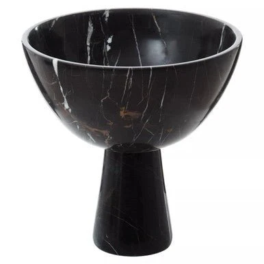 Salmo Large Black Marble Pedestal Bowl - Image 6