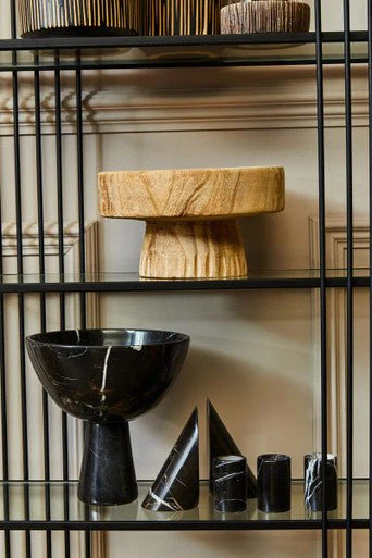 Salmo Large Black Marble Pedestal Bowl - Image 8