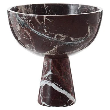 Salmo Large Red Marble Pedestal Bowl - Image 5