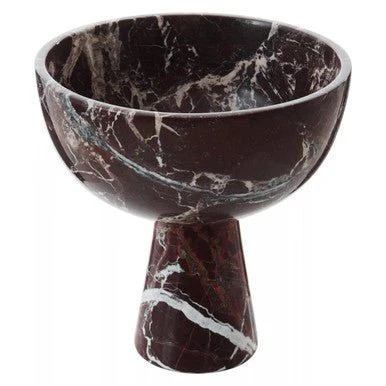 Salmo Large Red Marble Pedestal Bowl - Image 6