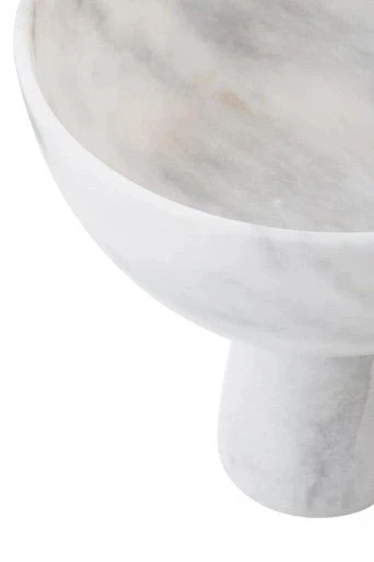Salmo Large White Marble Pedestal Bowl - Image 14