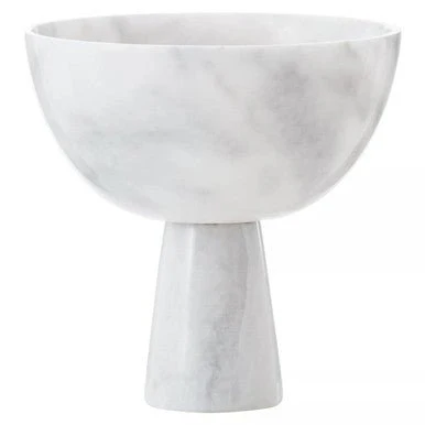 Salmo Large White Marble Pedestal Bowl - Image 5